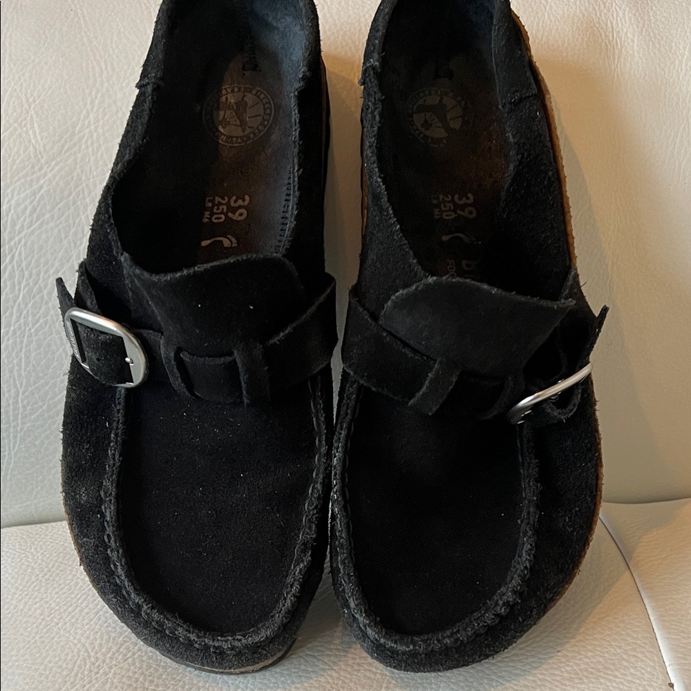 Birkenstock Buckley  Black Suede Slip-On Clog Size 8 1/2
